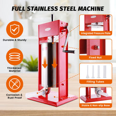 Hakka Sausage Stuffer 2 Speed Spray-painted Vertical Sausage Maker (32lb / 15 Liter)