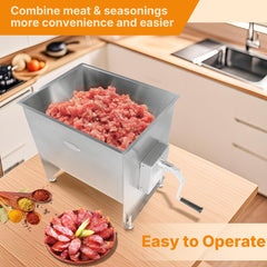 Hakka Manual Meat Mixer 15 lbs/7.5L Capacity Tank Stainless Steel Sausage Mixer