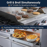 EasyRose Commercial 60" Liquid Propane Gas Range Stove 6 Burners with 24" Griddle