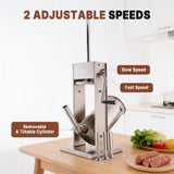 Hakka 7L/15lb Manual Sausage Stuffer, 2-Speed Stainless Steel Vertical Meat Filler with 4 Nozzles