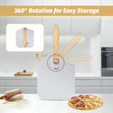 Clivia 12x14" Aluminum Pizza Peel with 11" Foldable Wooden Handle, 430Stainless Steel Wooden Handle 13.78" Blade Pizza Cutter Set