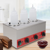 EasyRose 3 Grid Commercial Sauce & Cheese Warmer, Dual-Well Electric Squeeze Bottle Warmer, Stainless Steel, 105–195°F