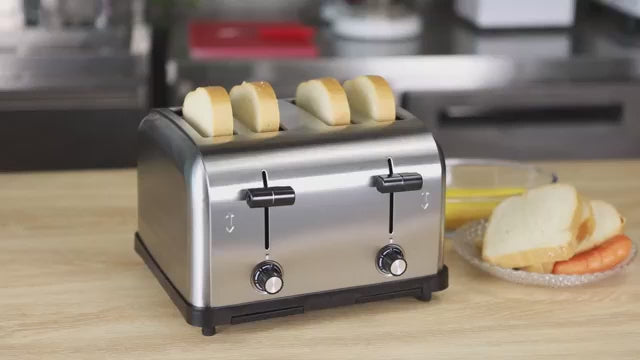 Hakka 4 Slice Commercial Toaster, 1800W Stainless Steel Bread Toaster with 6 Browning Settings, 1.5" Extra Wide Slots, Auto Pop-Up
