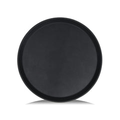 Clivia 6 Pack Restaurant Grade Non-Slip Tray, Fiberglass Serving Trays, Round, 14-inch, Plastic, Black