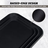 Clivia 6 Pack Restaurant Grade Non-Slip Tray, Fiberglass Serving Trays, Rectangular, 16.1x 11.7 Inch, Plastic, Black
